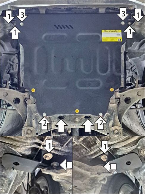 Защита Мотодор для картера и КПП Toyota Raize 2019-2026. Артикул 72512