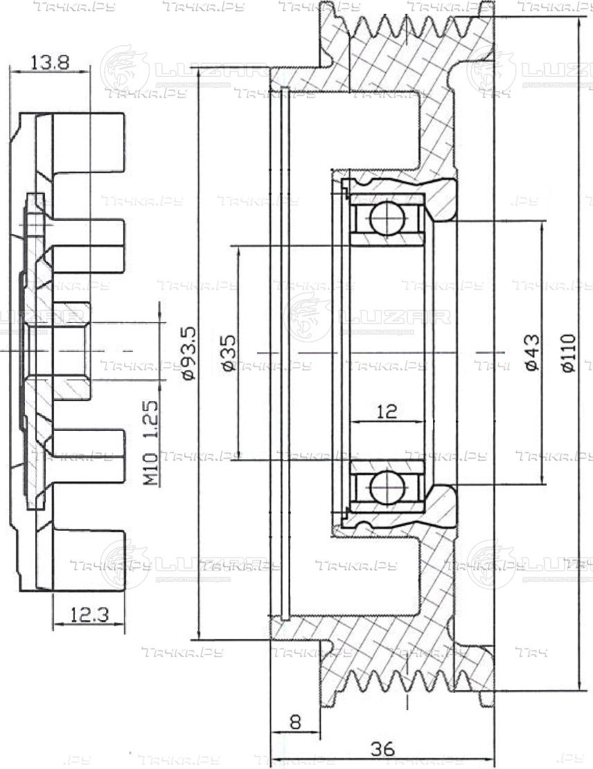 Муфта MB C(W203)/M(W164) срывная компрессора кондиц. (Luzar). Артикул LCC1501