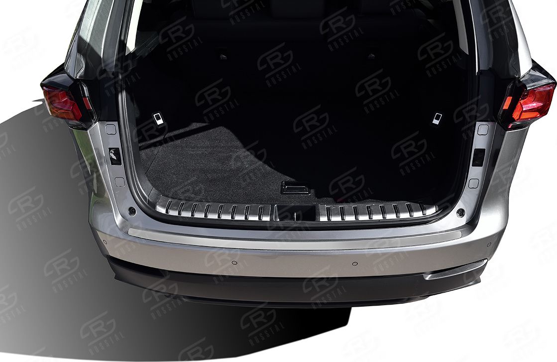 Накладка на задний бампер RusStal для Lexus NX I до рестайлинга 2014-2017 (нерж. зеркало) кроме F-Sport. Артикул LEXNXN-003487