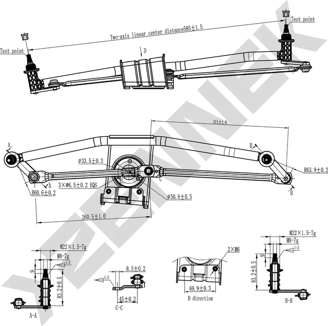 Трапеция стеклоочистителя без моторчика MB SPRINTER, VW LT2 95-06 (Zennek). Артикул DWL0010