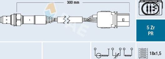 Лямбда-зонд (кислородный датчик) FAE для SEAT Ibiza III 2004-2007. Артикул 75031