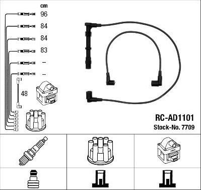 Высоковольтные провода (провода зажигания) (комплект) NGK для Audi 80 V (B4) 1992-1996. Артикул 7709