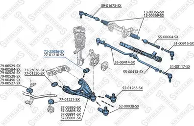 Сайлентблок переднего рычага подвески Stellox. Артикул 72-23036-SX
