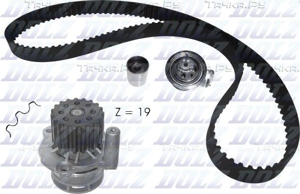 Помпа (водяной насос) с комплектом ремня ГРМ Dolz для Volkswagen Bora 1998-2005. Артикул KD105