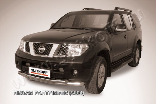 Защита Slitkoff переднего бампера d76/57 двойная для Nissan Pathfinder R51 2004-2010. Артикул NIP006