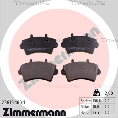 Тормозные колодки Zimmermann. Артикул 23613.180.1