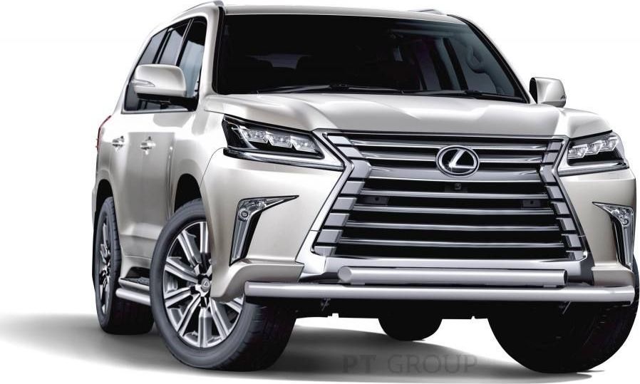 Защита PT Group переднего бампера двойная d63/63 (НПС) для Lexus LX 450D 2015-2021. Артикул 18010101