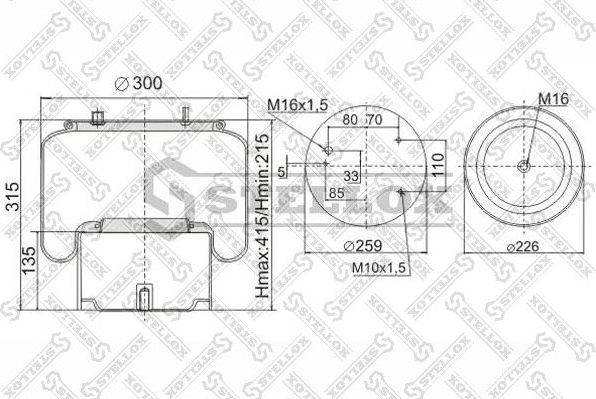 Пневмоподушка (пневморессора) Stellox для DAF XF 2012-2026. Артикул 90-08361-SX