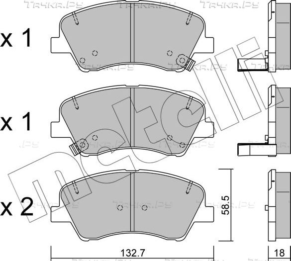 Тормозные колодки Metelli передние для Kia Rio IV 2017-2026. Артикул 22-1167-0