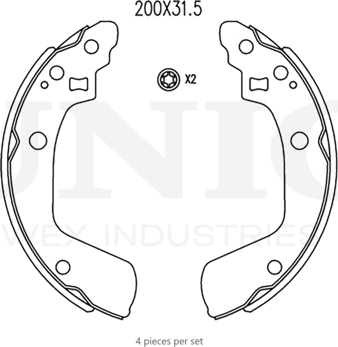 Колодки тормозные барабанные, комплект (Unio). Артикул BRP-10043