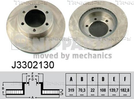 Тормозной диск Nipparts передний для Toyota 4Runner III 1995-2002. Артикул J3302130