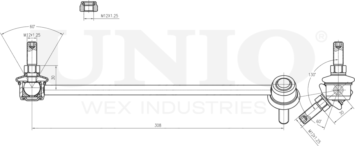 Тяга/стойка стабилизатора (Unio). Артикул SSP-50048