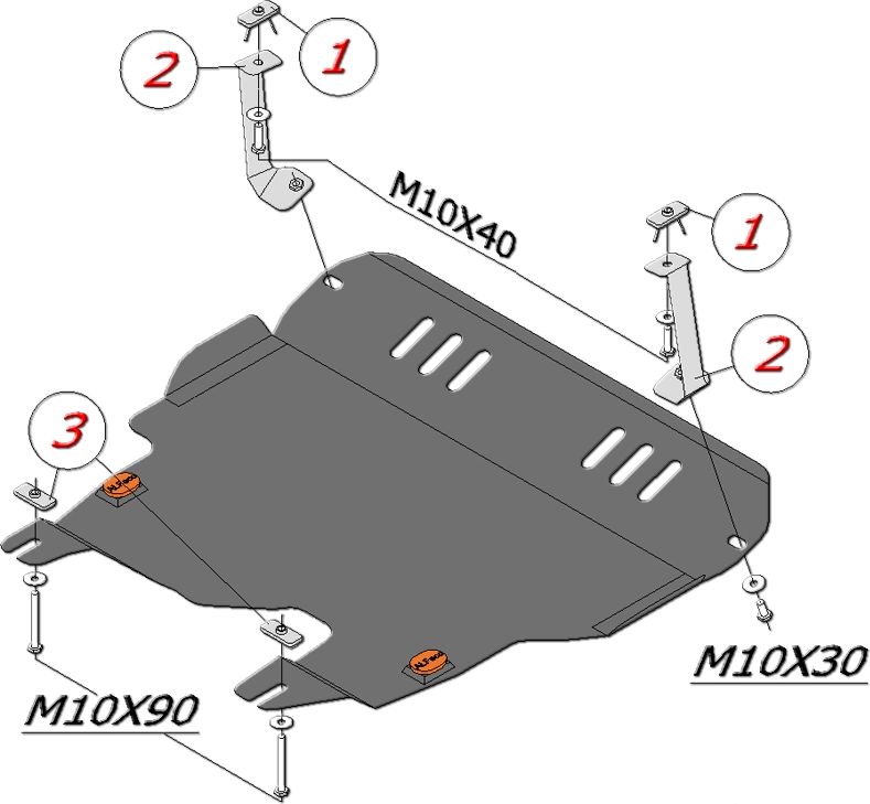 Защита алюминиевая Alfeco для картера и КПП Volkswagen Polo III 1994-2000. Артикул ALF.26.27 AL4