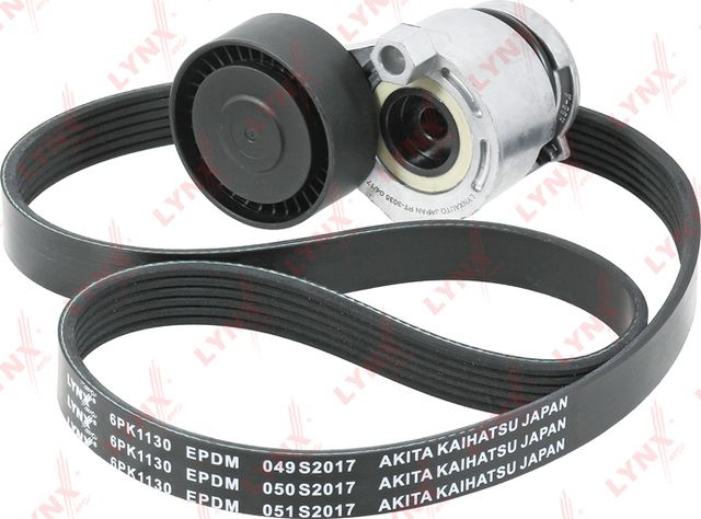 Приводной ремень поликлиновой с роликами (комплект) LYNXauto для Renault Twingo II 2007-2014. Артикул PK-5004