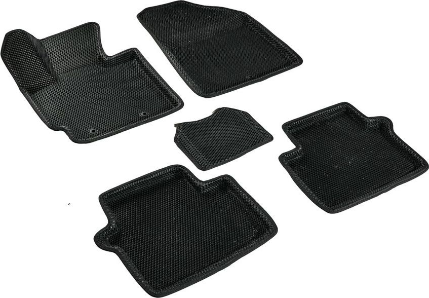 Коврики Seintex 3D EVA Соты для салона Kia Soul II 2013-2019 ЧЕРНЫЕ. Артикул 98523