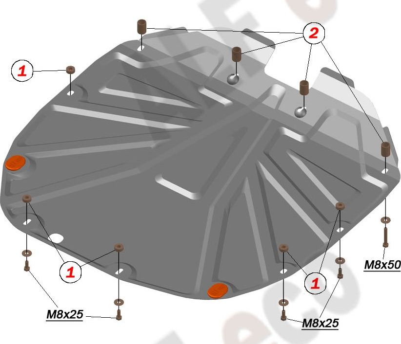 Защита алюминиевая Alfeco для картера и КПП Hyundai Santa Fe II 2010-2012. Артикул ALF.10.18 AL4