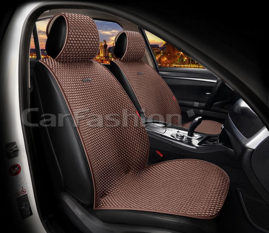 Накидки универсальные CarFashion 2D Kant Front на передние сидения авто, цвет Коричневый. Артикул 26234