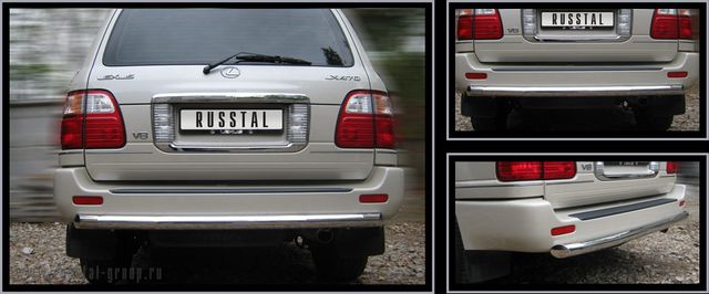 Защита RusStal заднего бампера d70 (3 секции) для Lexus LX 470 1998-2007. Артикул LXZ-000557