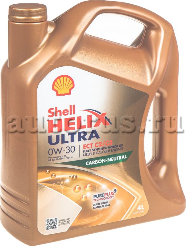 550046306 Shell Синт. мот.масло Helix Ultra ECT C2/C3 0W-30 SN C2/C3 (4л). Артикул 550046306