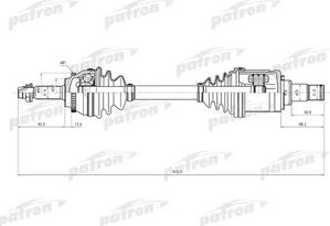 Полуось (привод в сборе, приводной вал) Patron левая для Toyota Avensis II 2003-2008. Артикул PDS9107