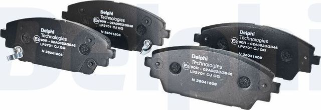 Тормозные колодки Delphi (Low-Metallic) передние для Mazda 3 III (BM) 2013-2018. Артикул LP2701