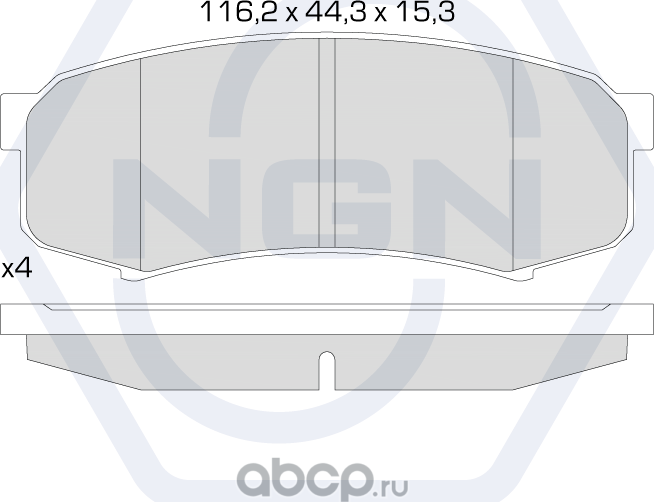 Колодки тормозные керамические, задние (NGN). Артикул 3501869