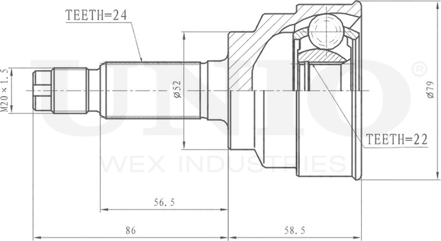 ШРУС наружный (Unio). Артикул CVJ-20129