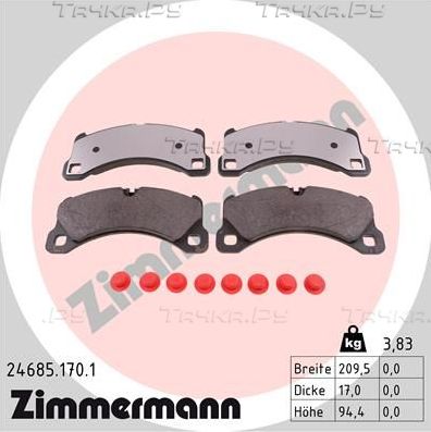 Тормозные колодки Zimmermann передние для Porsche Macan I 2014-2026. Артикул 24685.170.1