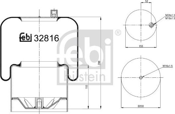 Пневмоподушка (пневморессора) Febi Bilstein. Артикул 32816