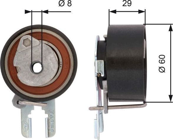Натяжной ролик (натяжитель) ремня ГРМ Gates PowerGrip®. Артикул T43158