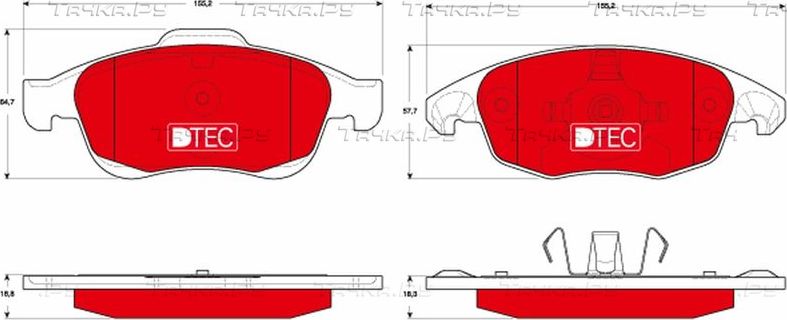 Тормозные колодки TRW DTEC COTEC передние для Citroen C4 II 2009-2026. Артикул GDB1690DTE