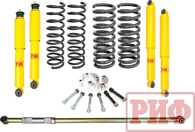 Лифт-комплект РИФ R-AIR для ВАЗ Нива 21214 1977-2020, лифт 50 мм, нагрузка пружин +0-50 кг. Артикул RIF-NVA-A