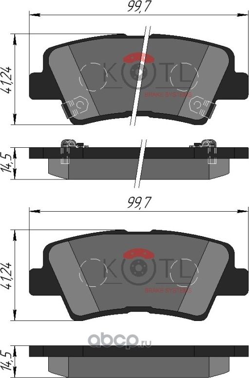 Колодки тормозные дисковые задние к-т HYUNDAI SOLARIS 10-/SONATA V (NF) 05-/KIA (Kotl) Kotl. Артикул 3494kt