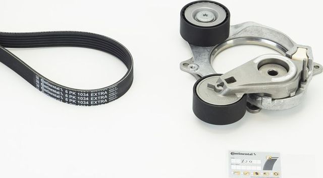 Приводной ремень поликлиновой с роликами (комплект) ContiTech для SEAT Leon IV 2019-2026. Артикул 6PK1034 EXTRA K1