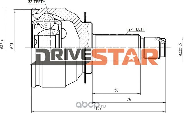 ШРУС ПЕРЕДНИЙ 32x52x27 (Drivestar). Артикул OCJF1002F