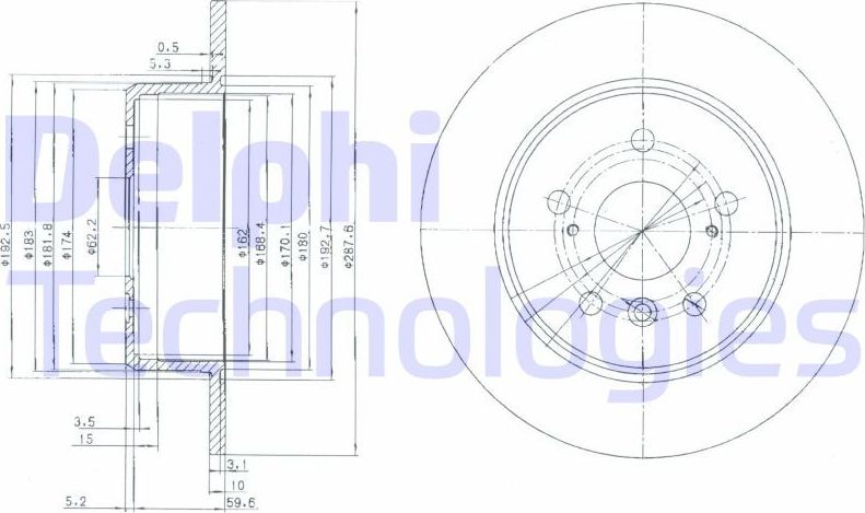 Тормозной диск Delphi. Артикул BG3183