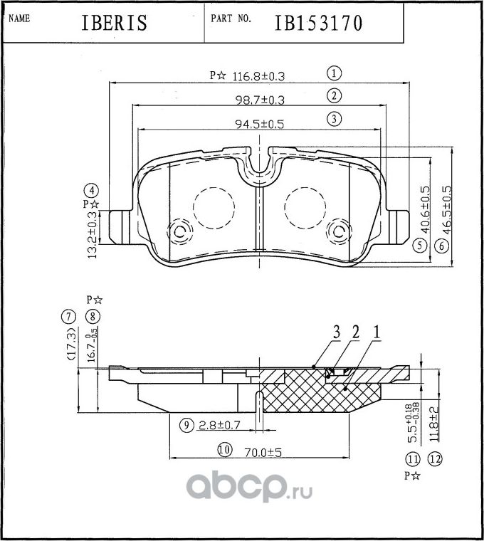 КОЛОДКИ ТОРМОЗНЫЕ ЗАД К-Т LAND ROVER DISCOVERY IV (LA), RANGE ROVER III (LM) (Iberis). Артикул IB153170