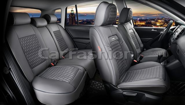 Чехлы универсальные каркасные CarFashion 5D Titan Plus на сидения авто, цвет Серый/Серый/Серый/Серый. Артикул 27242