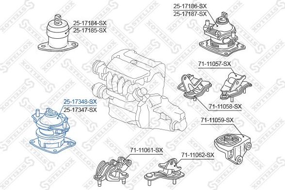 Подушка (опора) двигателя Stellox. Артикул 25-17348-SX