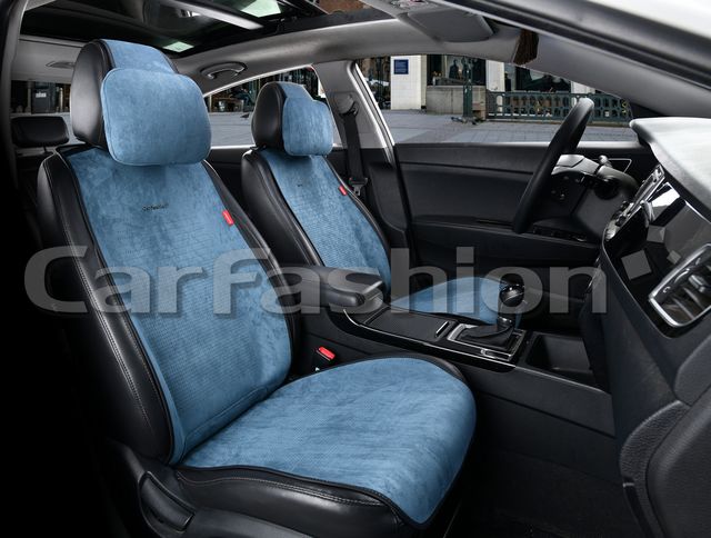 Накидки универсальные CarFashion 2D Prestige Front на передние сидения авто, цвет Синий/Черный. Артикул 26236