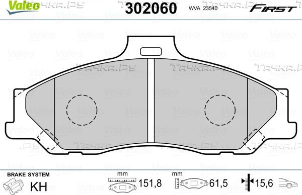 Тормозные колодки Valeo First передние для Ford Ranger II 2006-2010. Артикул 302060