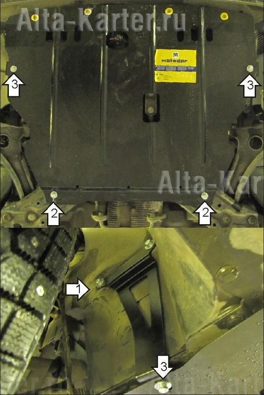 Защита Мотодор для картера, КПП Smart ForFour 2004-2006. Артикул 05502