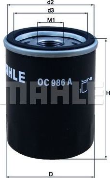 Масляный фильтр Mahle для Fiat Albea 2001-2012. Артикул OC 986 A