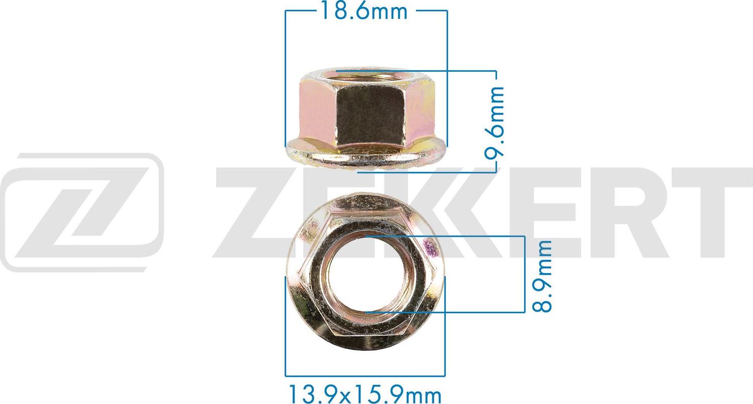 Гайка крепёжная Ford Honda Isuzu Kia Mazda Nissan Opel Subaru Suzuki Totota VAG Zekkert (Металл). Артикул BE-3669