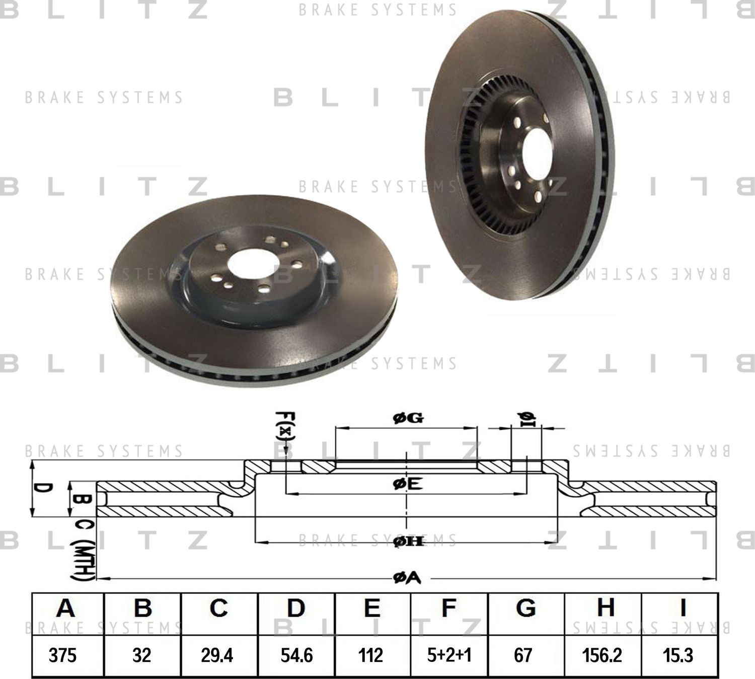 Диск тормозной MB X164 06- перед. вент. (Blitz). Артикул BS0354