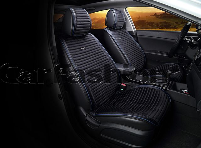 Накидки универсальные CarFashion Monaco на переднее сидения авто, цвет Черный/Черный/Синий/Синий. Артикул 21815