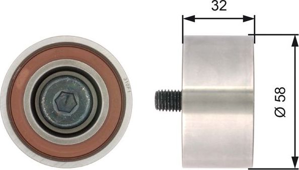 Направляющий (ведущий) ролик ремня ГРМ Gates PowerGrip® для Kia Ceed I 2007-2012. Артикул T42141