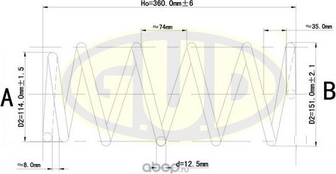 Пружина подвески G.U.D. передняя для Nissan Almera N16 2000-2006. Артикул GCS062031