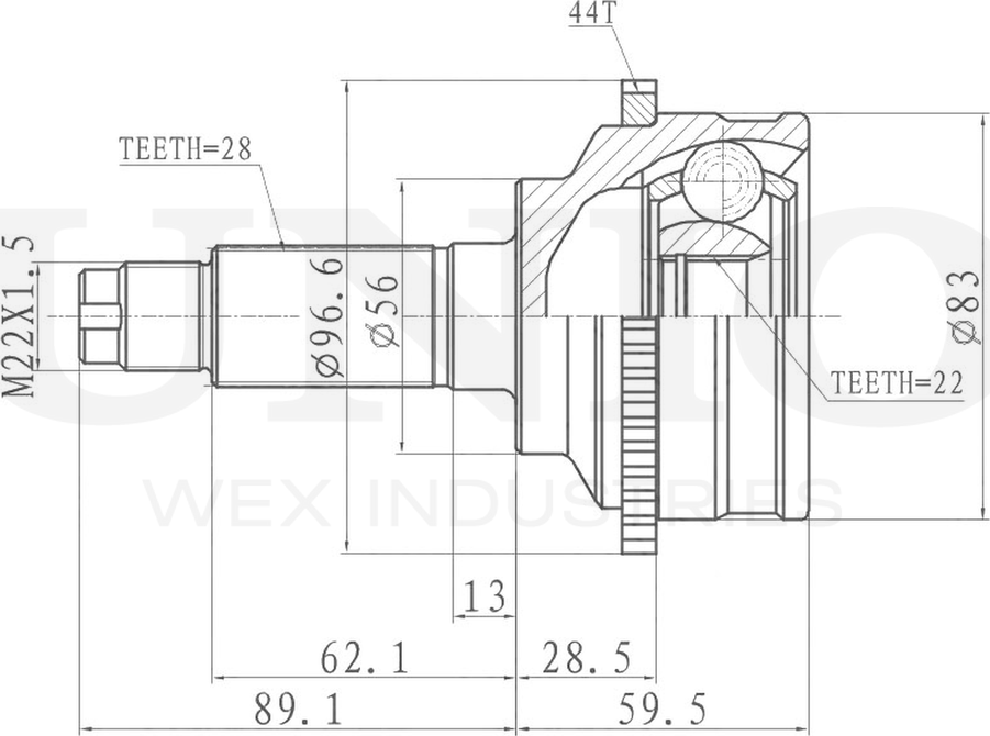 ШРУС наружный (Unio). Артикул CVJ-20325