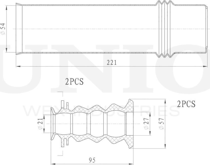 Отбойник и пыльник амортизатора, комплект (Unio). Артикул DUC-50065